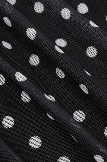 Robe longue en résille de dentelle froncée à pois