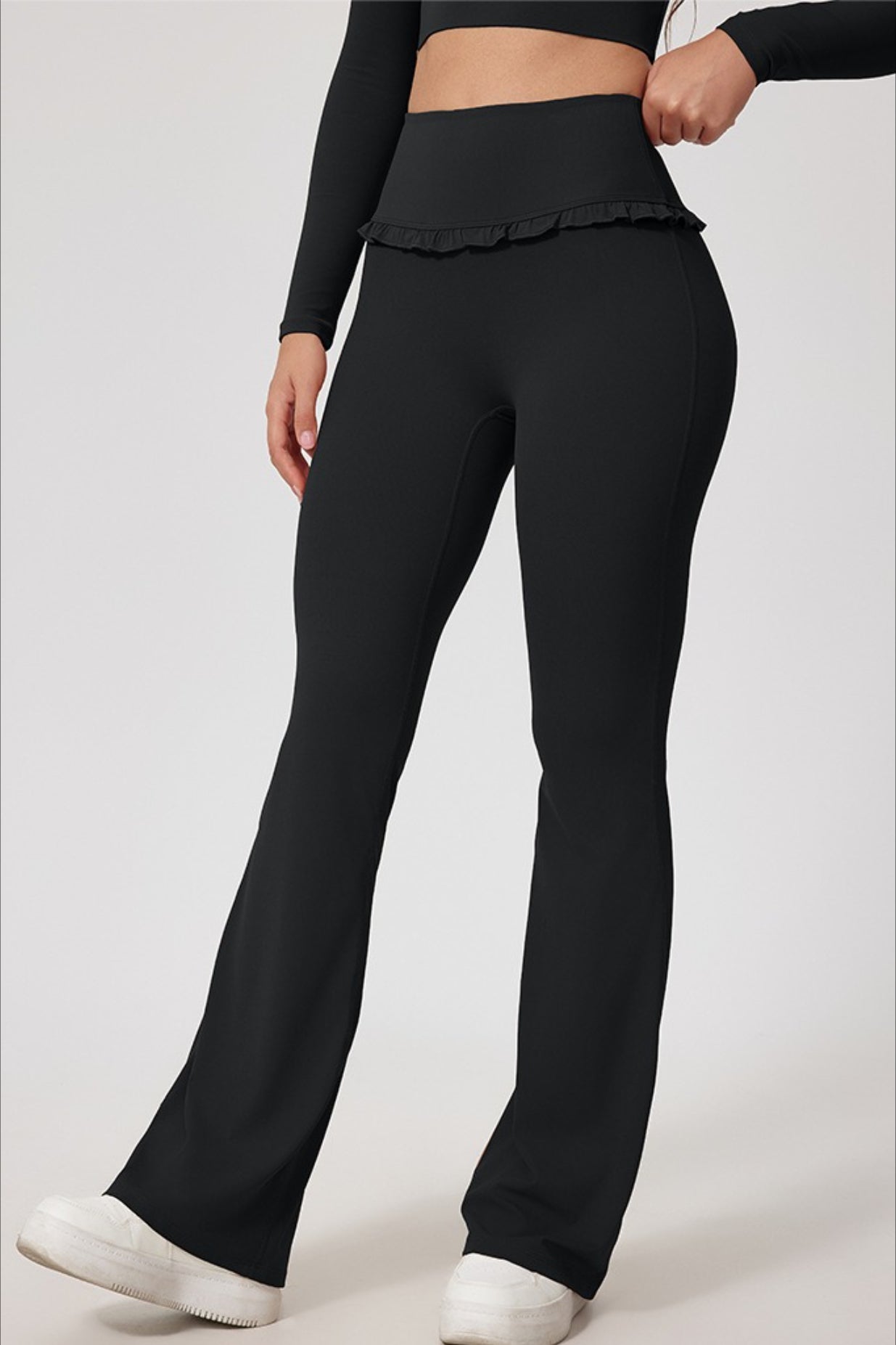 Leggings mit Spitzenbesatz, hoch geschnitten, zur Formung des Gesäßes für Yoga