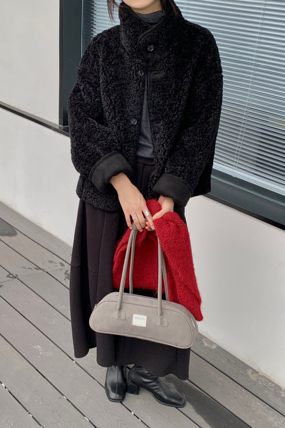 Manteau réversible en fourrure à col souple