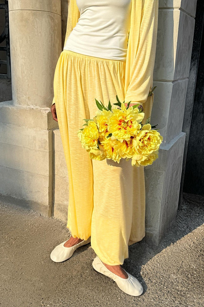 Ensemble décontracté deux pièces : cardigan long avec pantalon lanterne