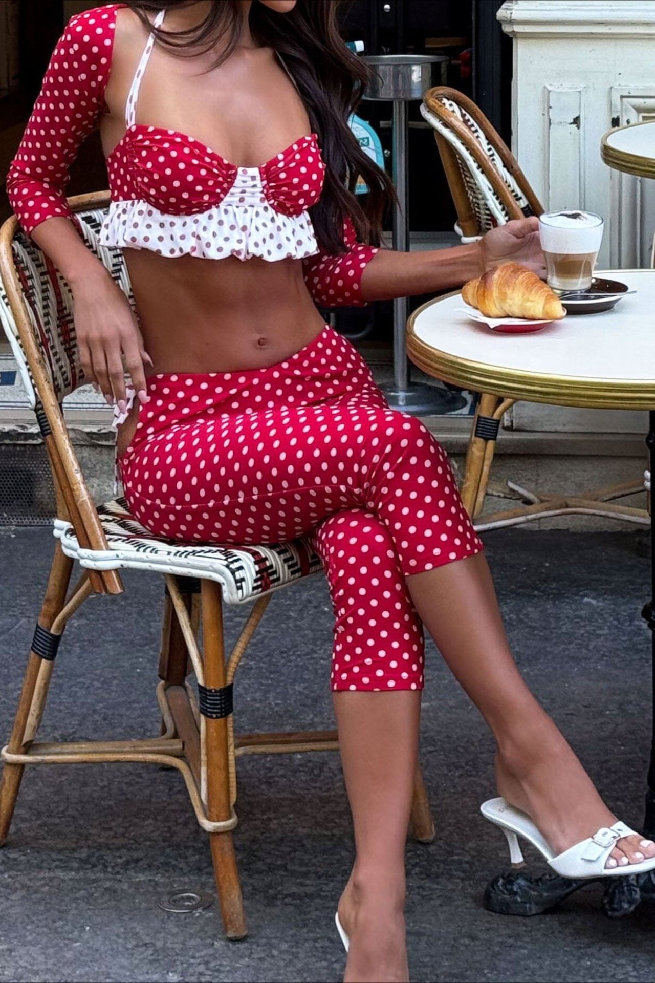 Vintage Tupfen Neckholder Bandeau Zweiteiler Set