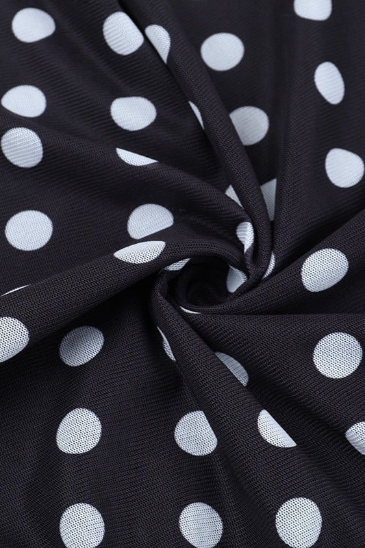 Bauchtop mit Polka-Dots und Ein-Schulter-Design in schmaler Passform