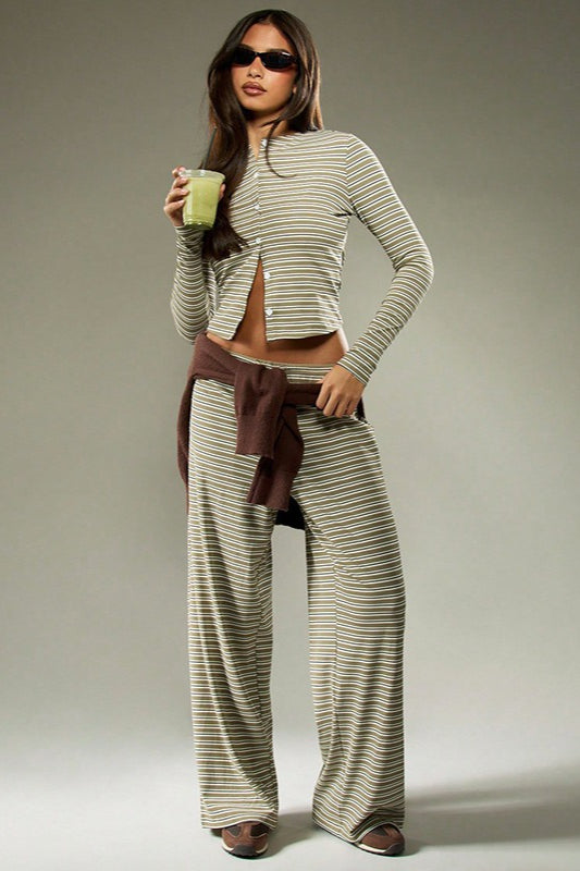 Set Due Pezzi Facile con Cordoncino a Righe