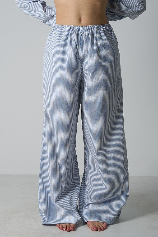 Lehké pruhované elastické volné kalhoty
