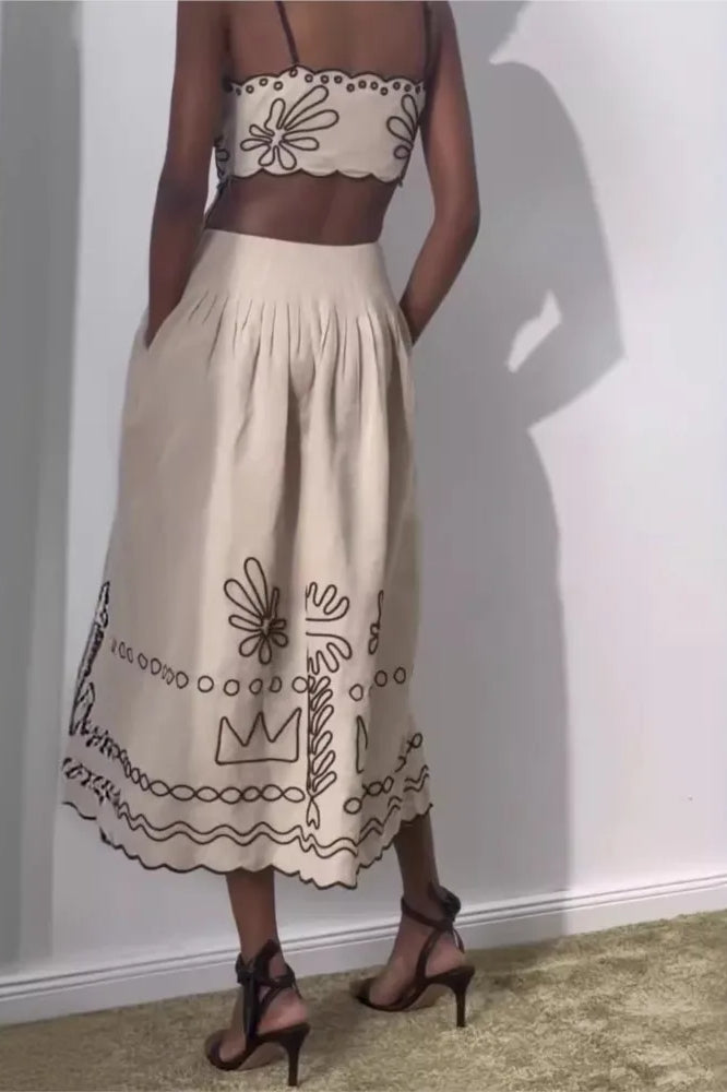 Besticktes Boho-Kleid mit Spaghettiträgern