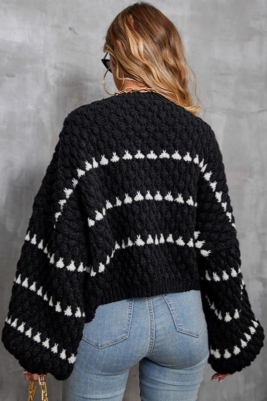 Vintage Striped Round Neck Knit Sweater