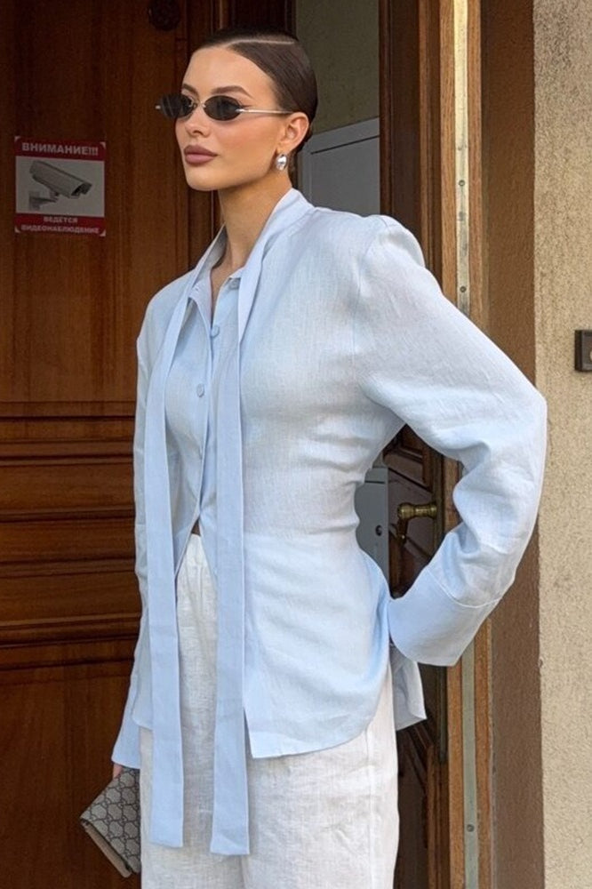 Vintage Cotton Tie Front Blouse