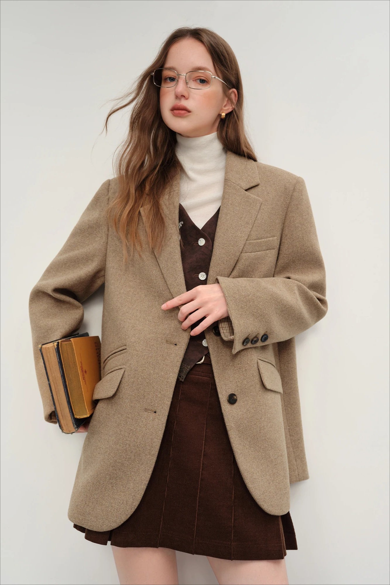 Retro kostkovaný krátký sako sako