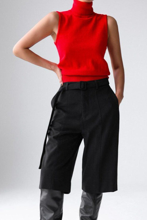 Schlankes Rollkragen-Strickoberteil