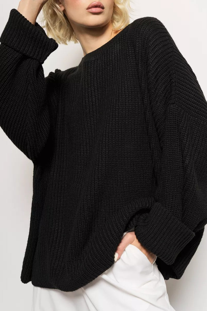 Pullover mit festem Strick und Rundhalsausschnitt