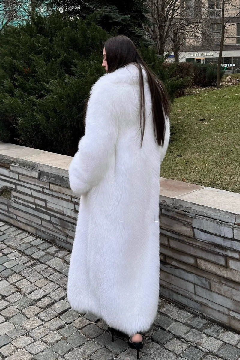 Kunstfuchsfell langer ökologischer Pelzmantel