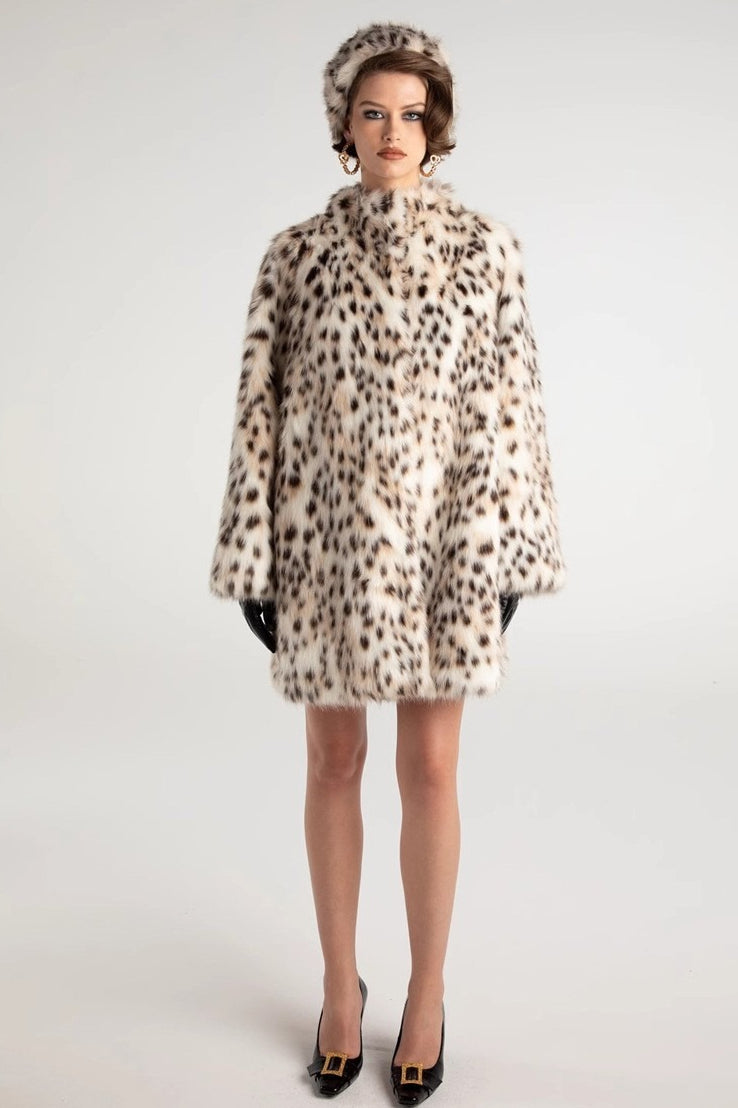 Trenchcoat aus Kunstpelz mit Leopardenmuster