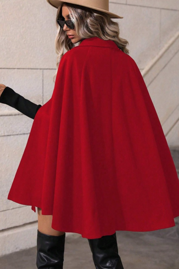 Casaco Elegante de Lã de Comprimento Médio, Slim e Solto com Abotoamento Duplo