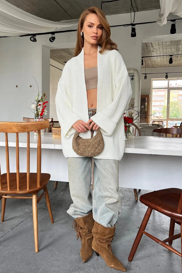 Cardigan tricoté décontracté à ceinture nouée confortable