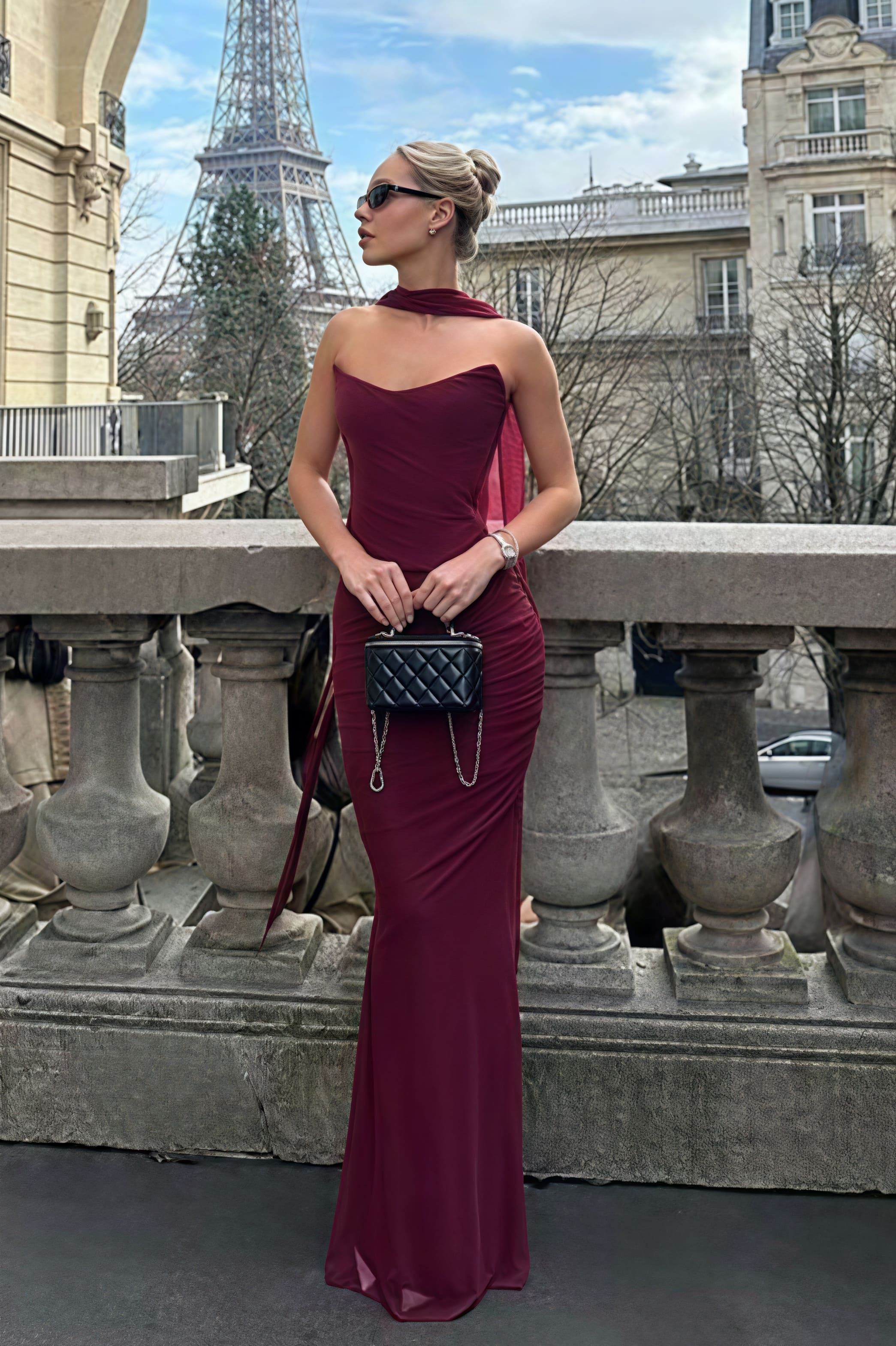 Conjunto de falda ajustada de talle alto con banda