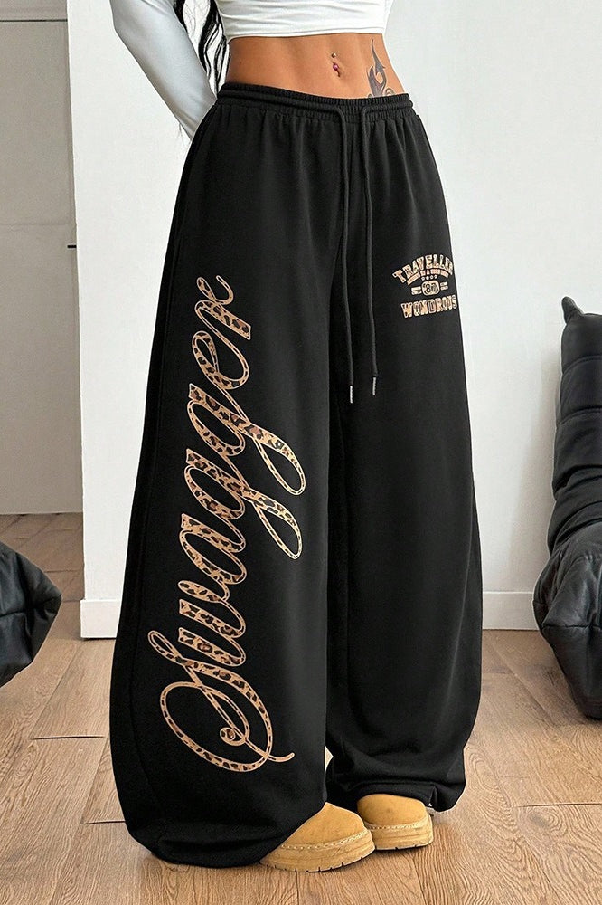 Pantaloni larghi casual con stampa grafica hip hop