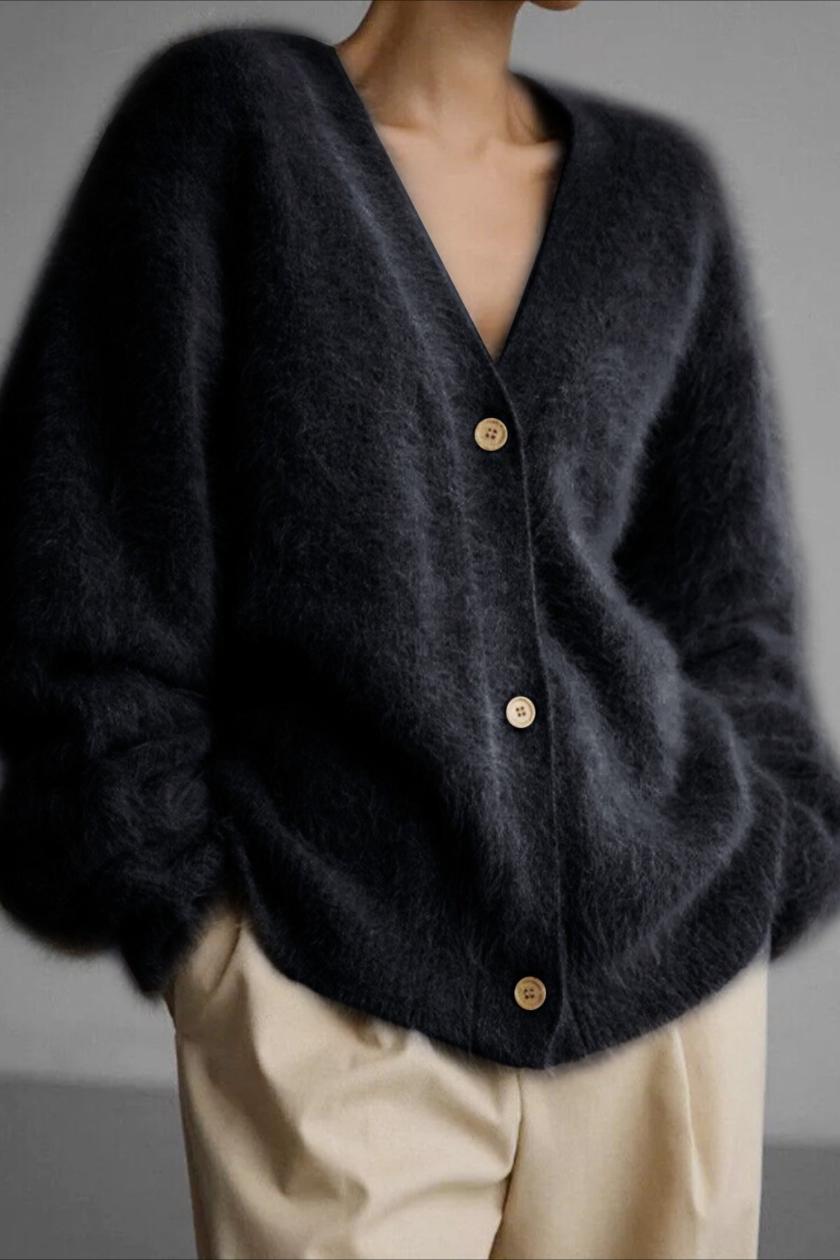 Cardigan à manches longues avec col en V et boutons