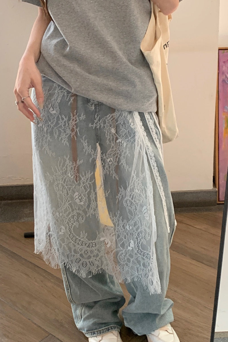 Einzigartiger mehrlagiger Spitzen-Schürzenrock mit Kordelzug, vielseitiger Minirock