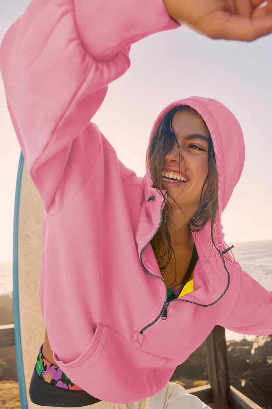 Sweat-shirt court uni à cordon de serrage sportif