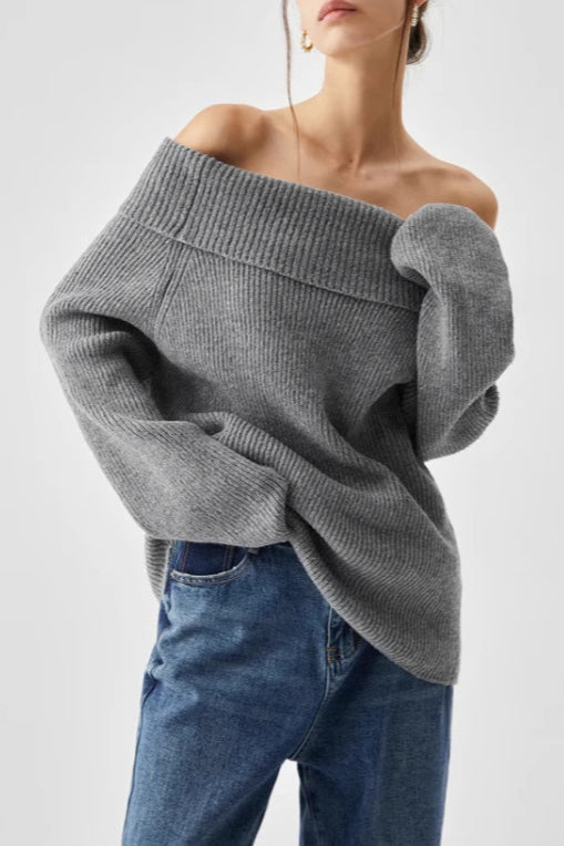 Schulterfreier Strickpullover