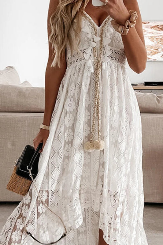 Vestido floral de verano nuevo con escote en V y tirantes de encaje
