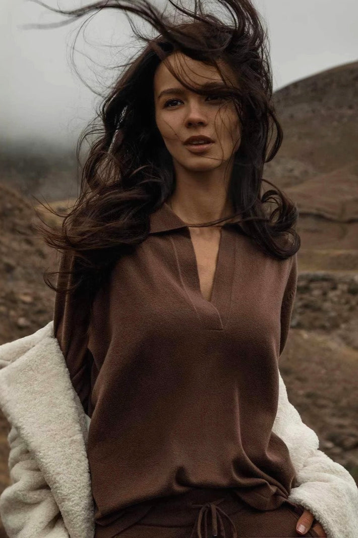 French-Style Lapel Knit Sweater