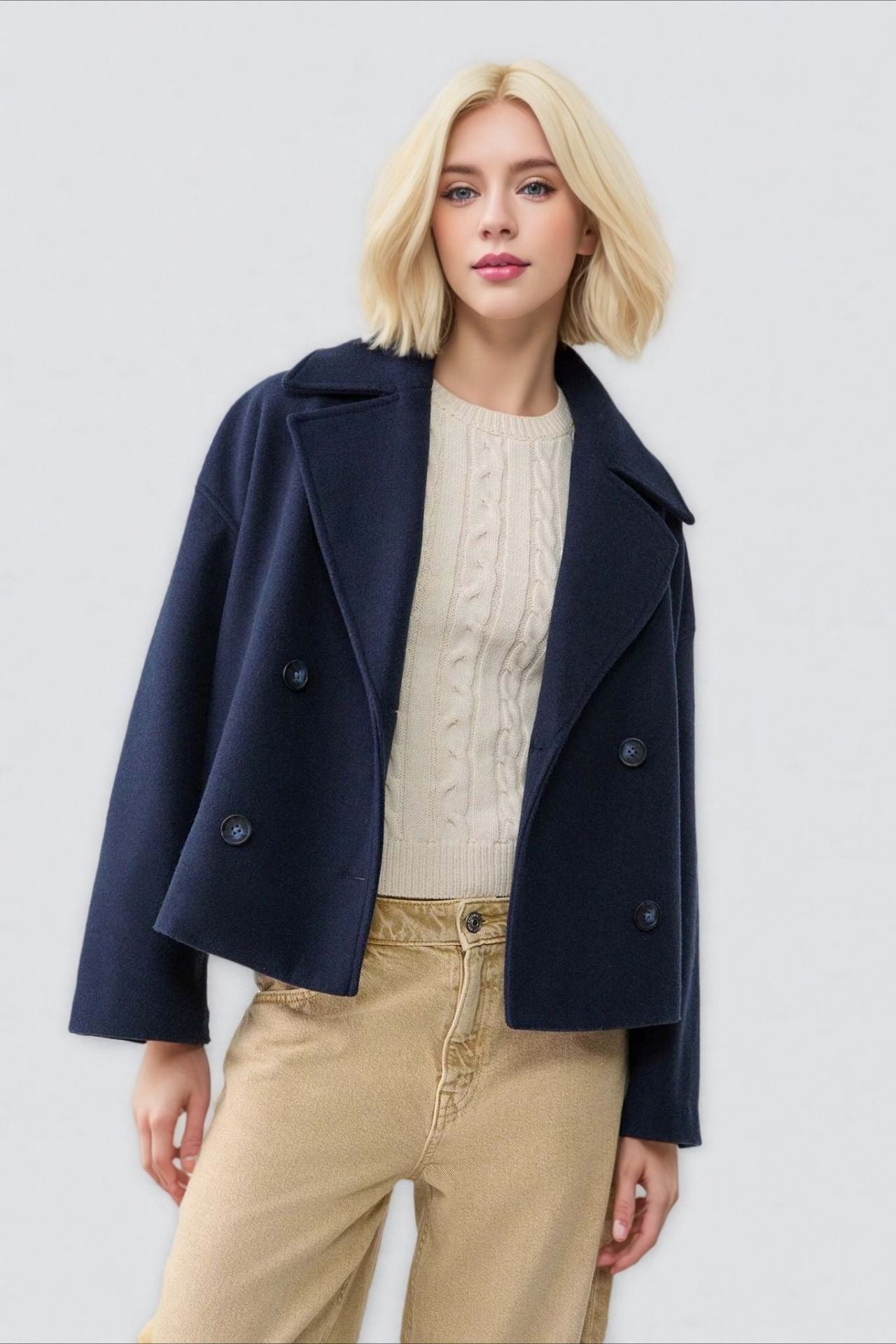 Oversized Lapel Wool Blend Jacket