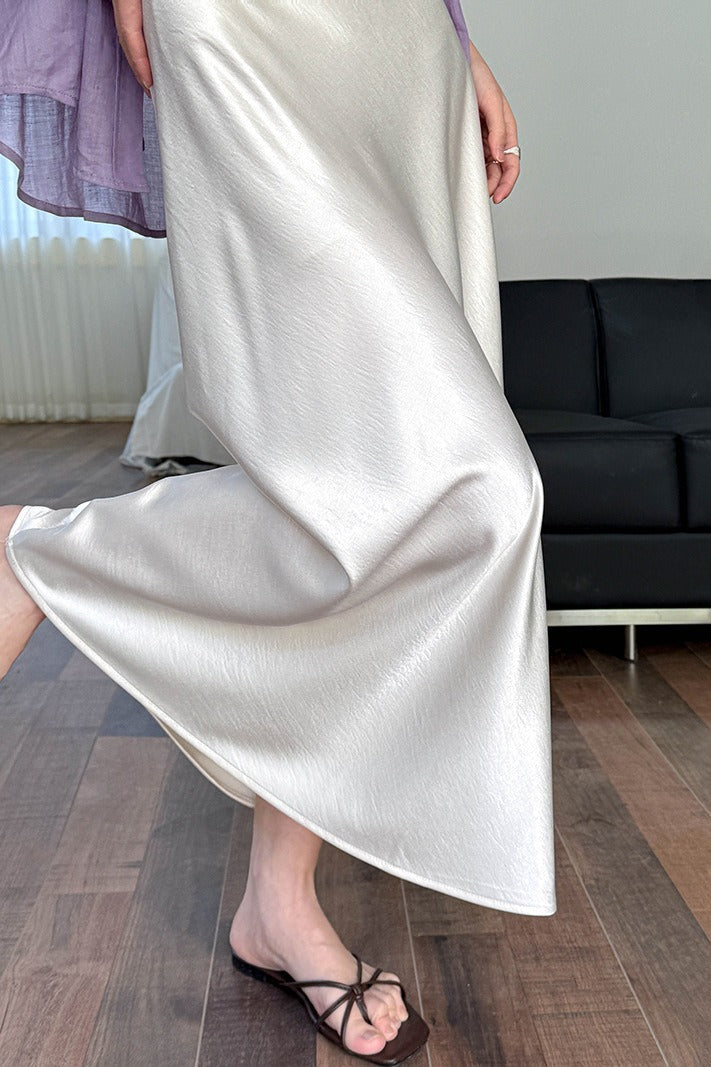 Gonna a tubo a vita alta con coda di pesce e pieghe morbide