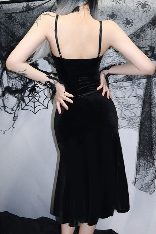 Vestido Gótico Oscuro Entrelazado