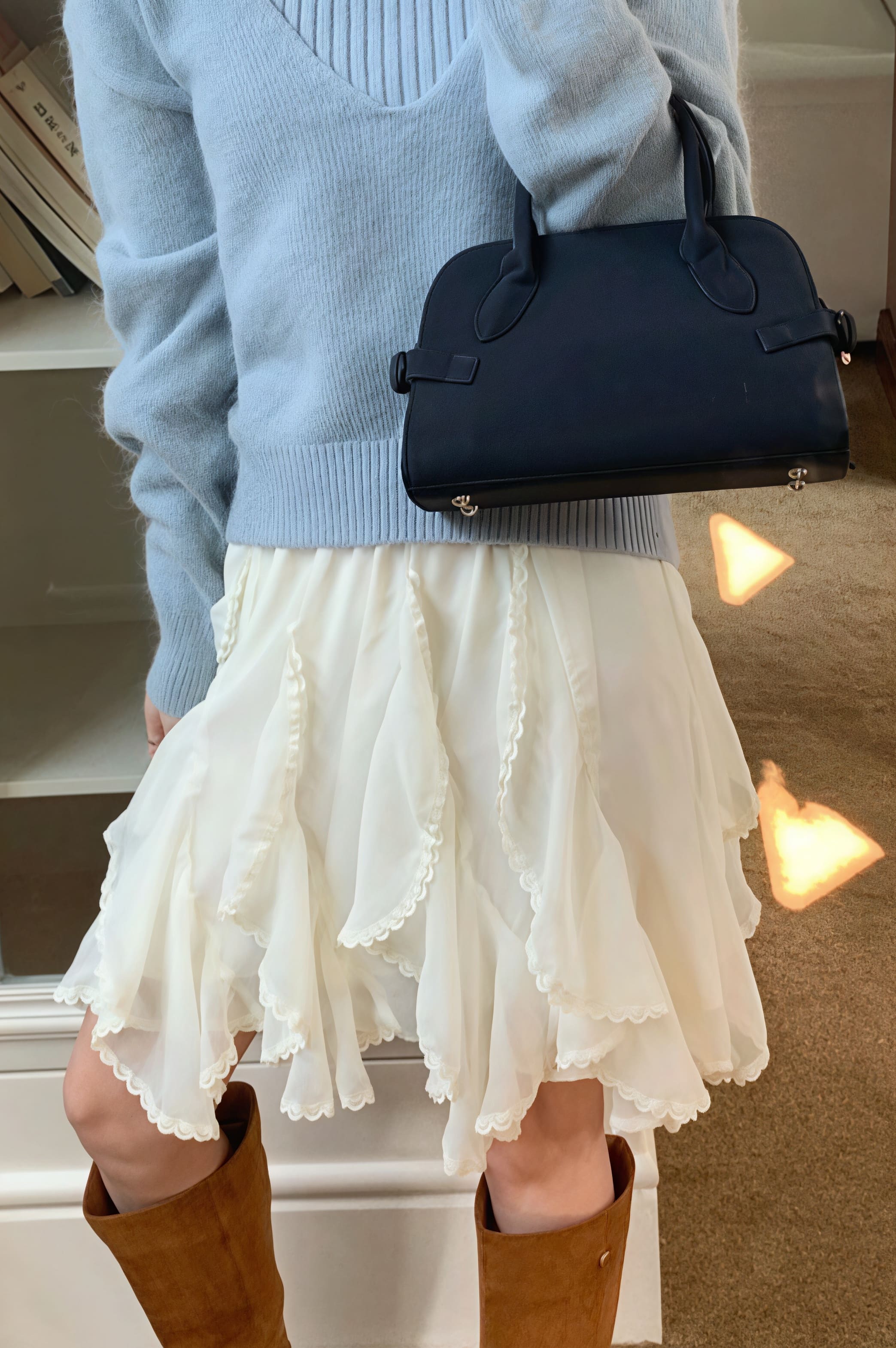 Romantická volánková asymetrická mini sukně z šifónu