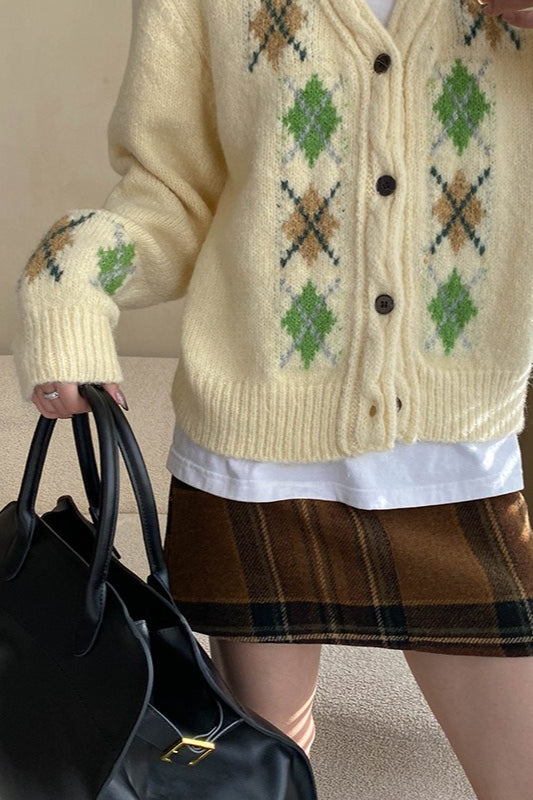 Plaid Color Block High Waist Skirt