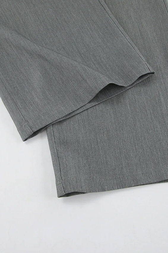 Contrast Color Grey Versatile Office Casual Pants