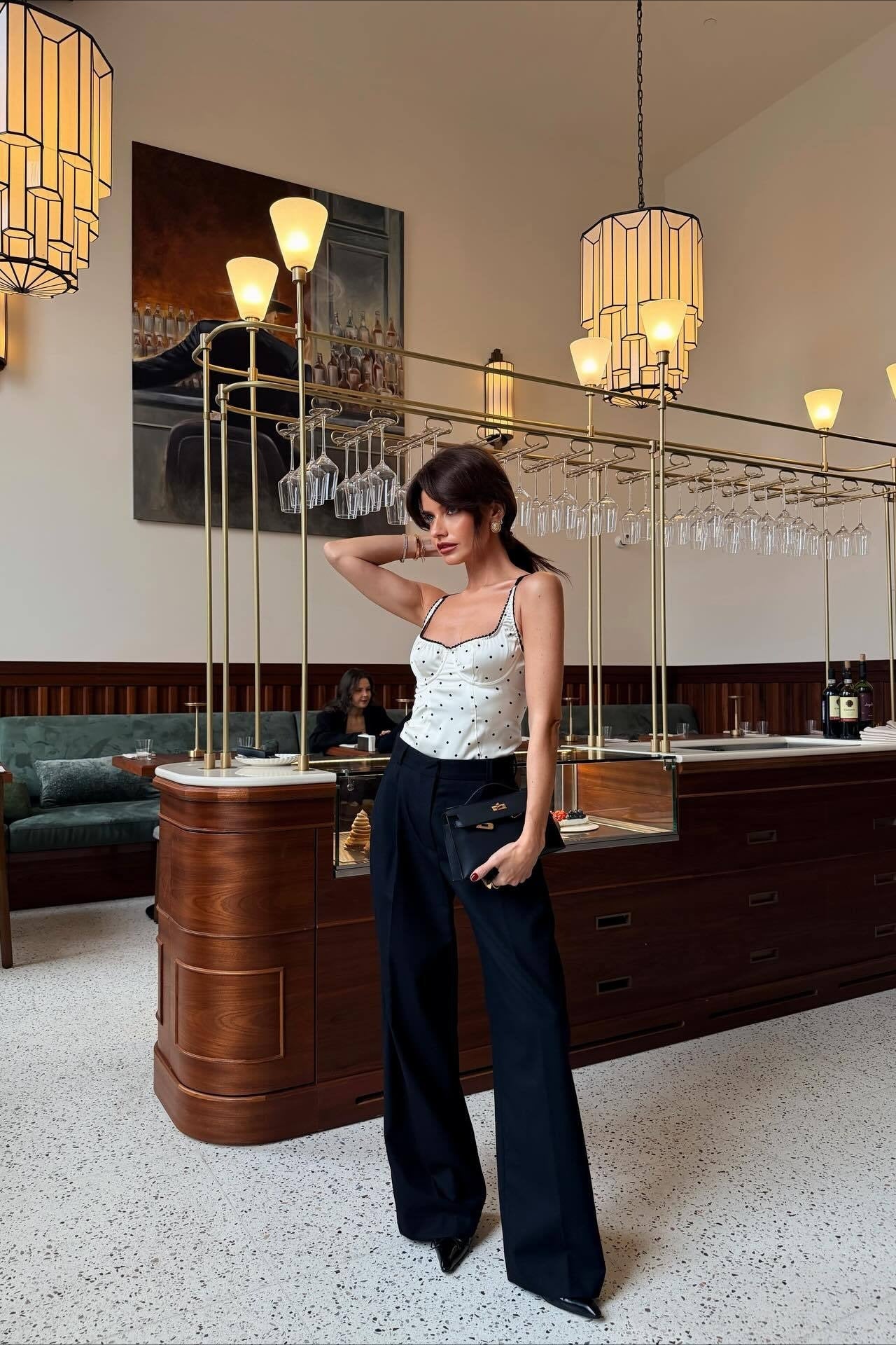 Módní svůdný puntíkovaný tílko univerzální vršek