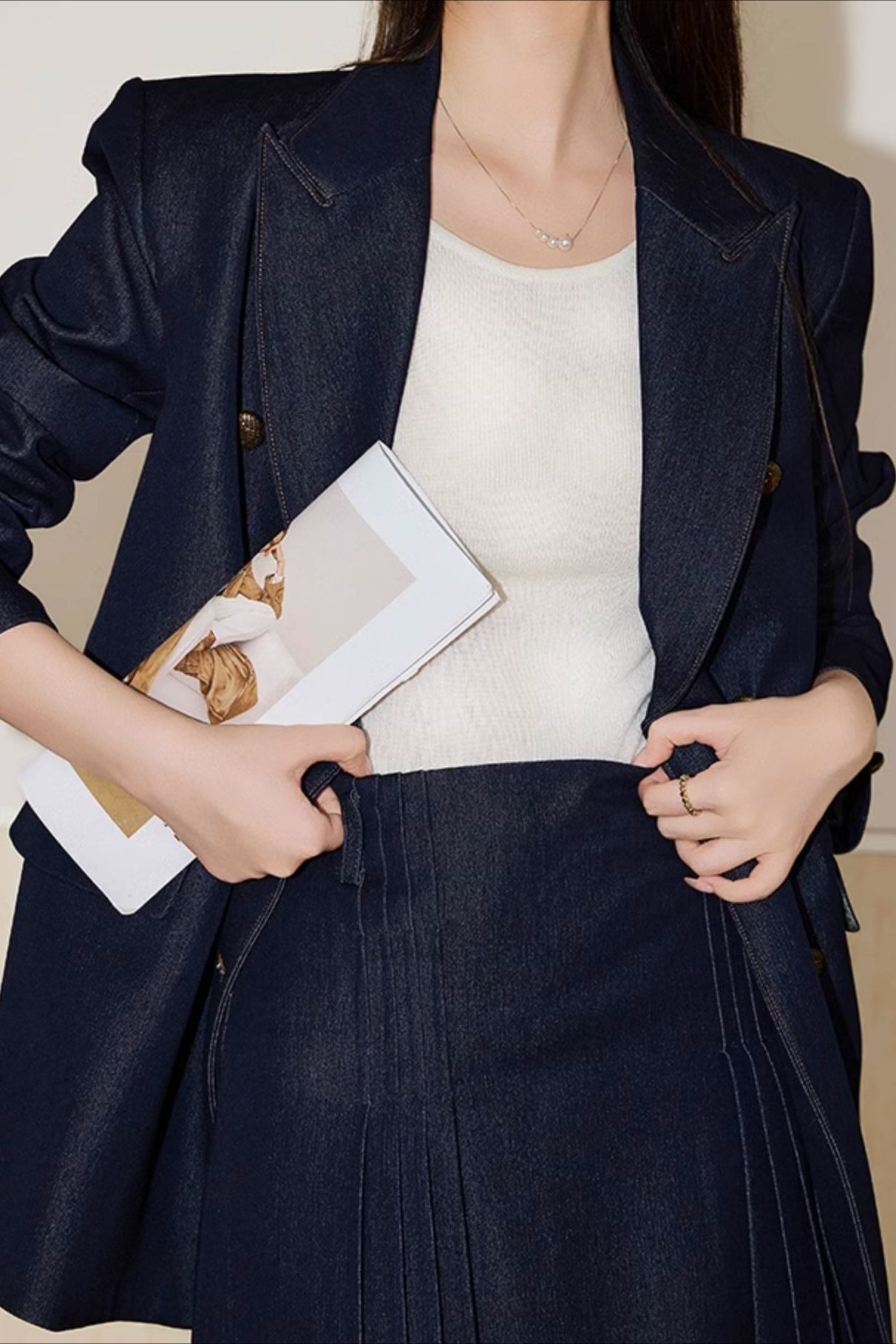 Blazer cruzado de sarga