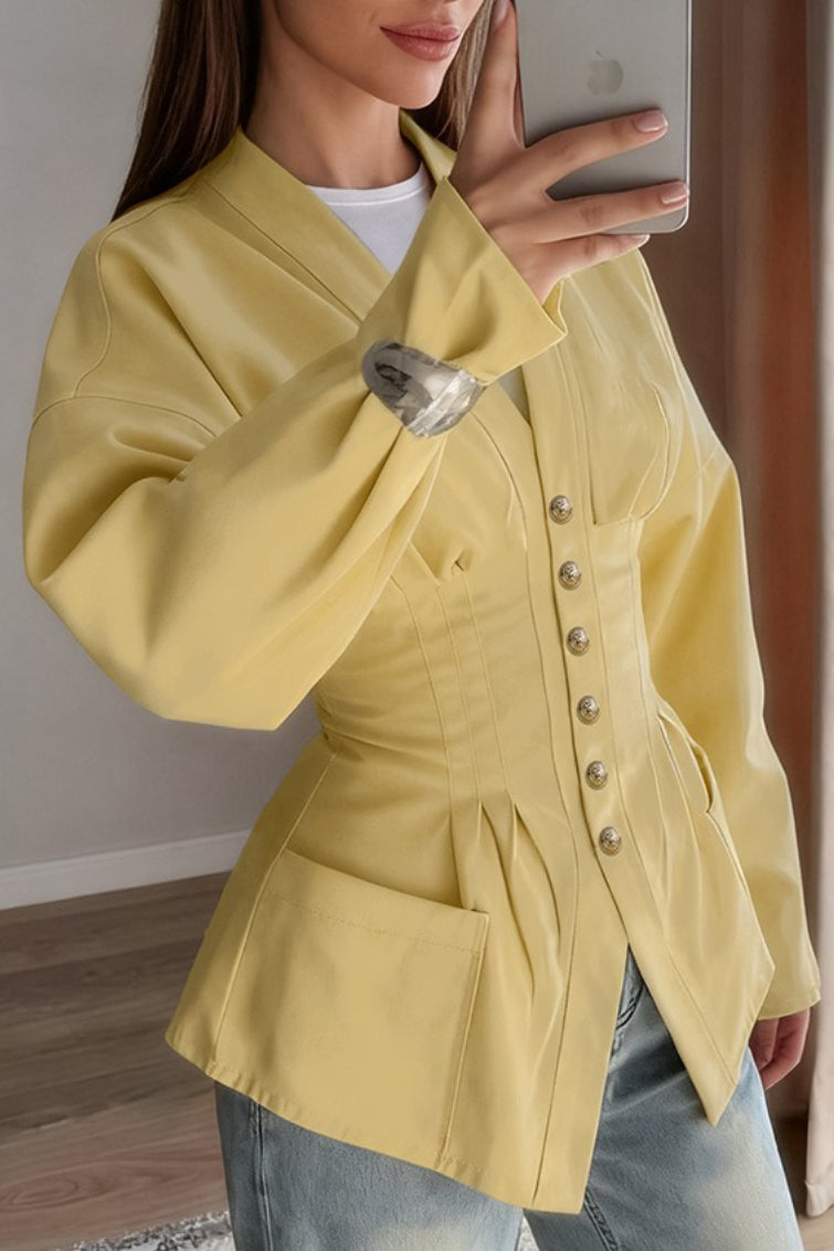 Sako s úzkým pasem ve vintage stylu s plisováním inspirované Chanel