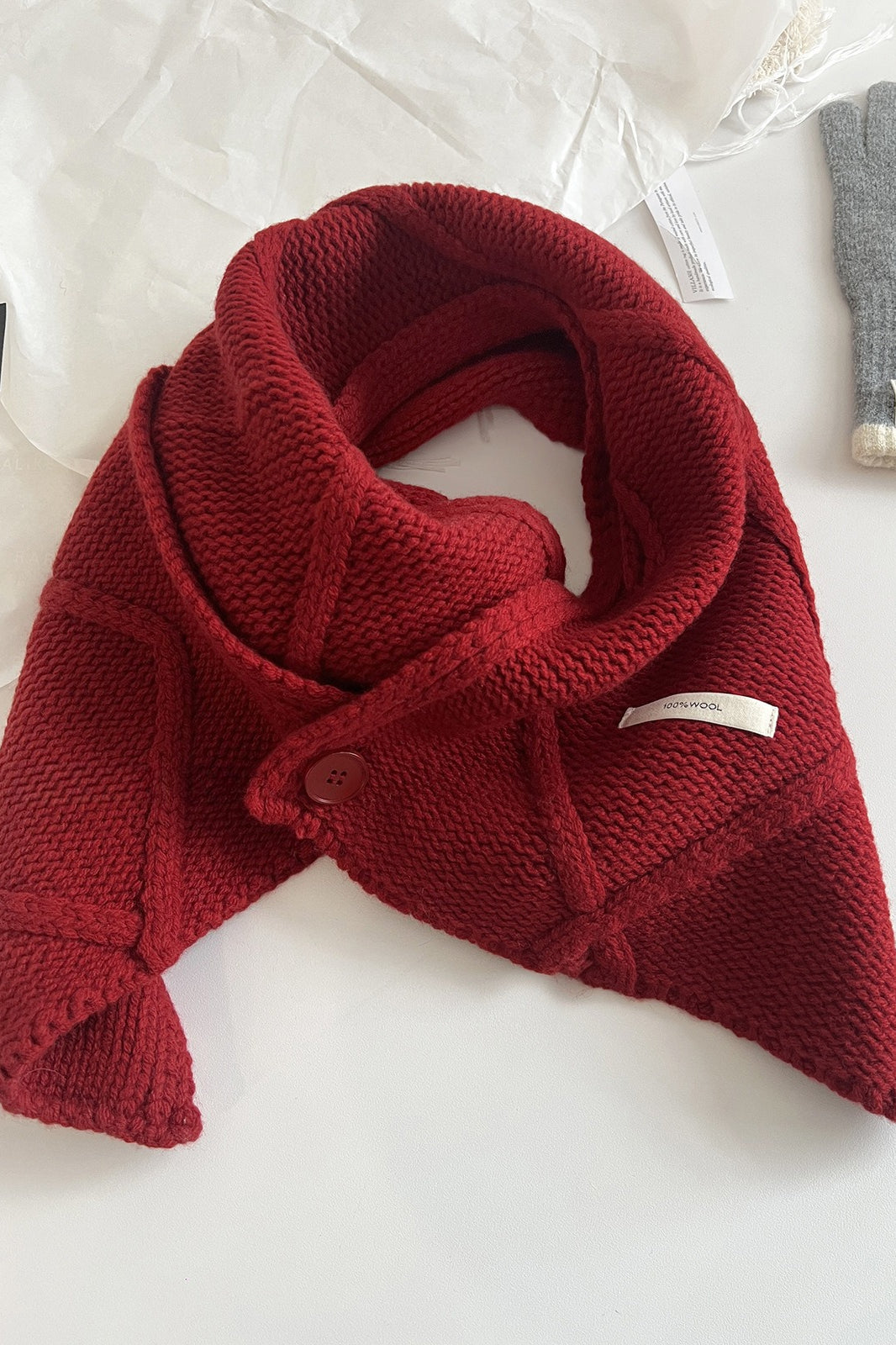 100% Wool Buttoned Convertible Scarf