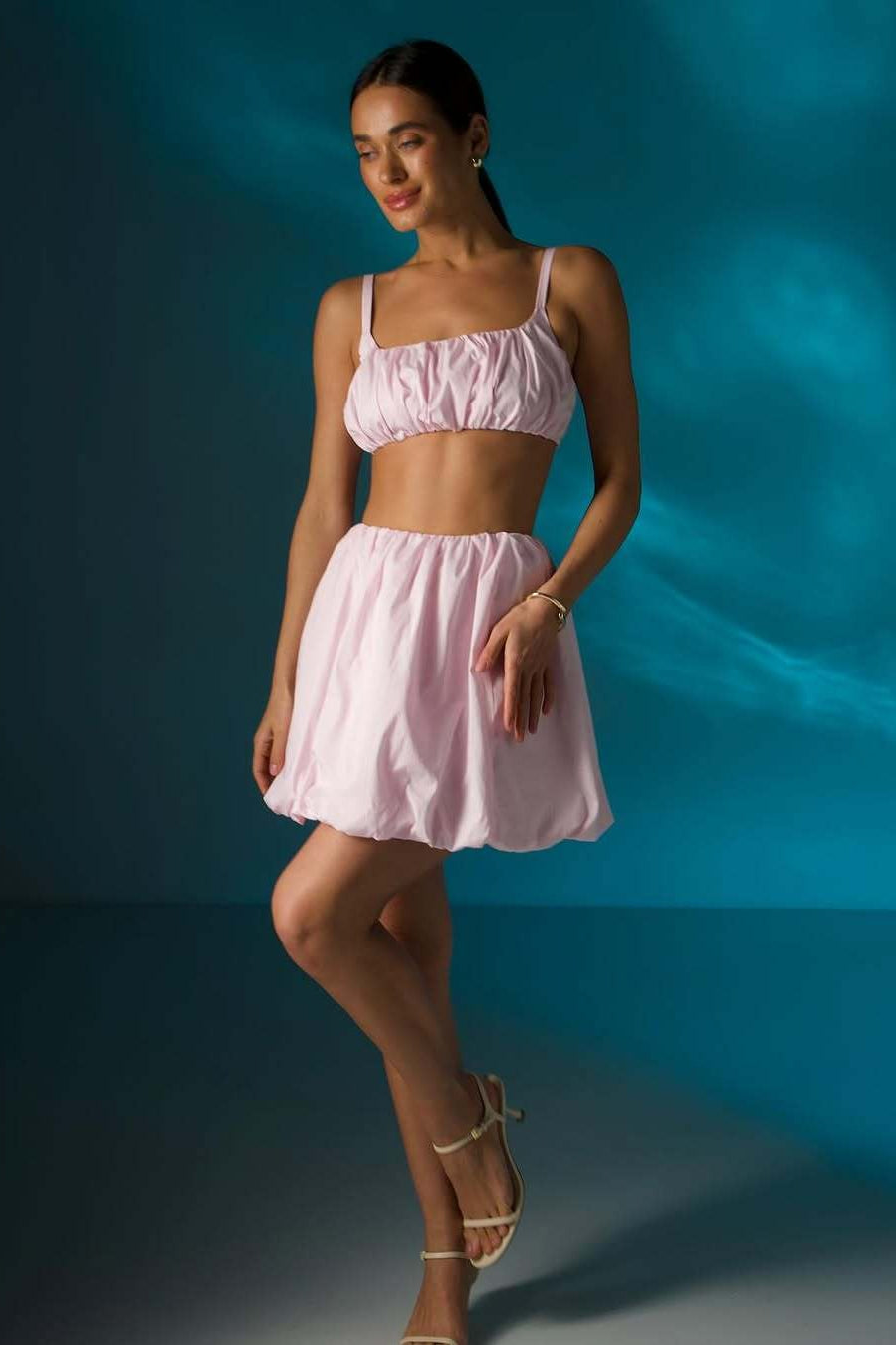 Lässiges einfaches Cami-Rock-Set mit Tulpen-Saum