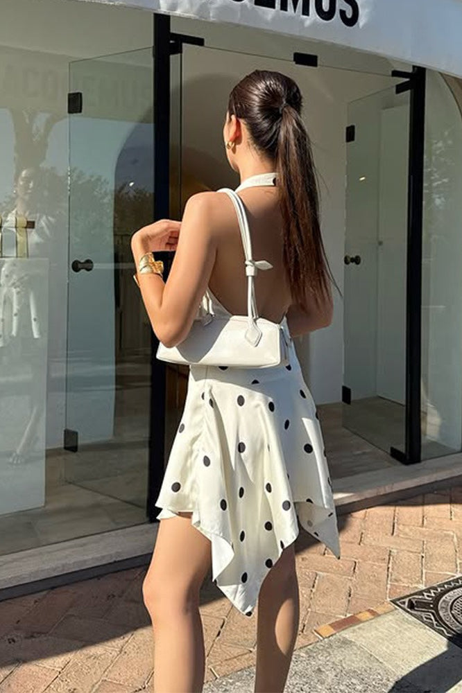 Vestido Mini A-Line Halter com Decote em C e Costas Nuas