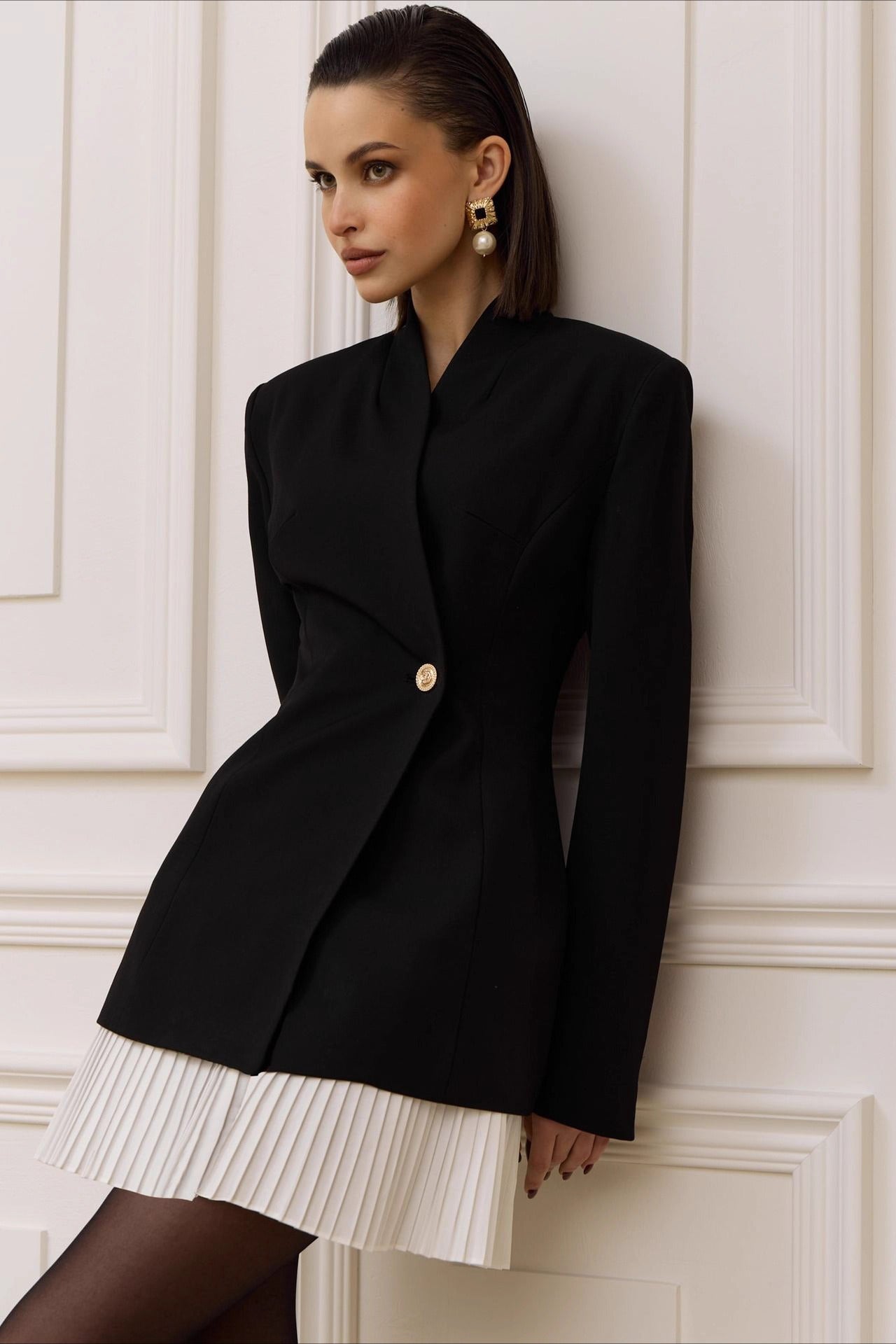Ruched Waist Blazer Dress Blazer