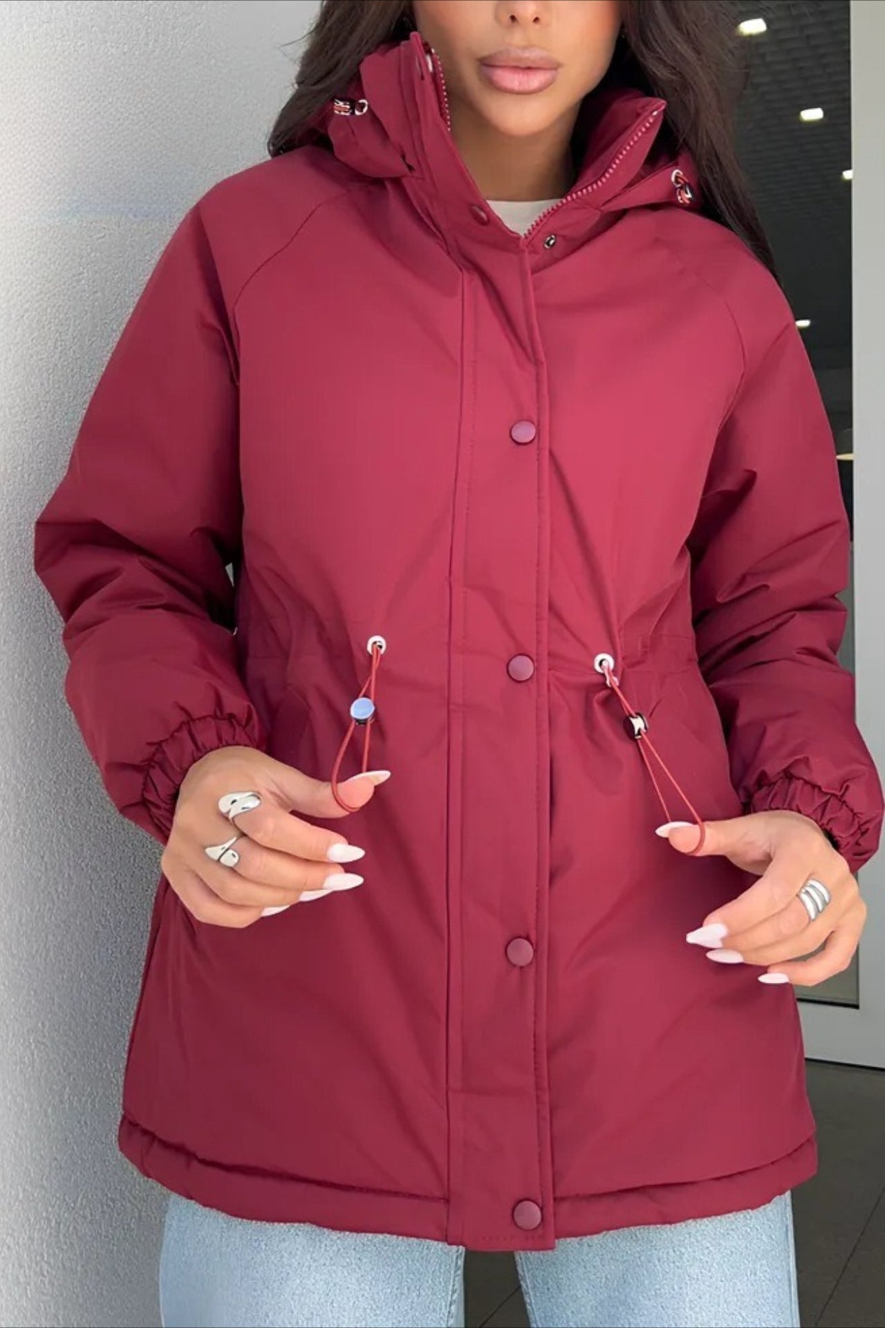 Jaqueta de Lazer para Esportes ao Ar Livre e Montanhismo com Cintura com Cordão