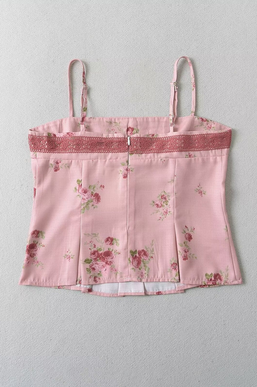 Top a canotta con volant e stampa floreale Desiderio Puro