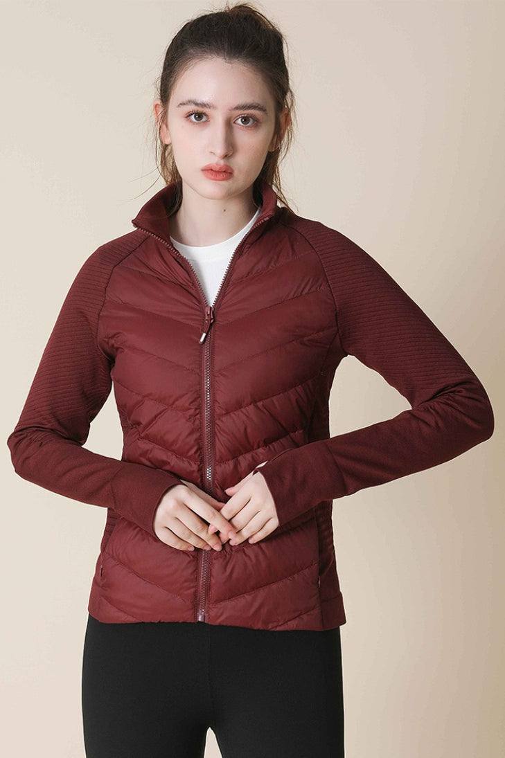 Lightweight Slim Stand Collar Down Puffer Windproof Sports Jacket