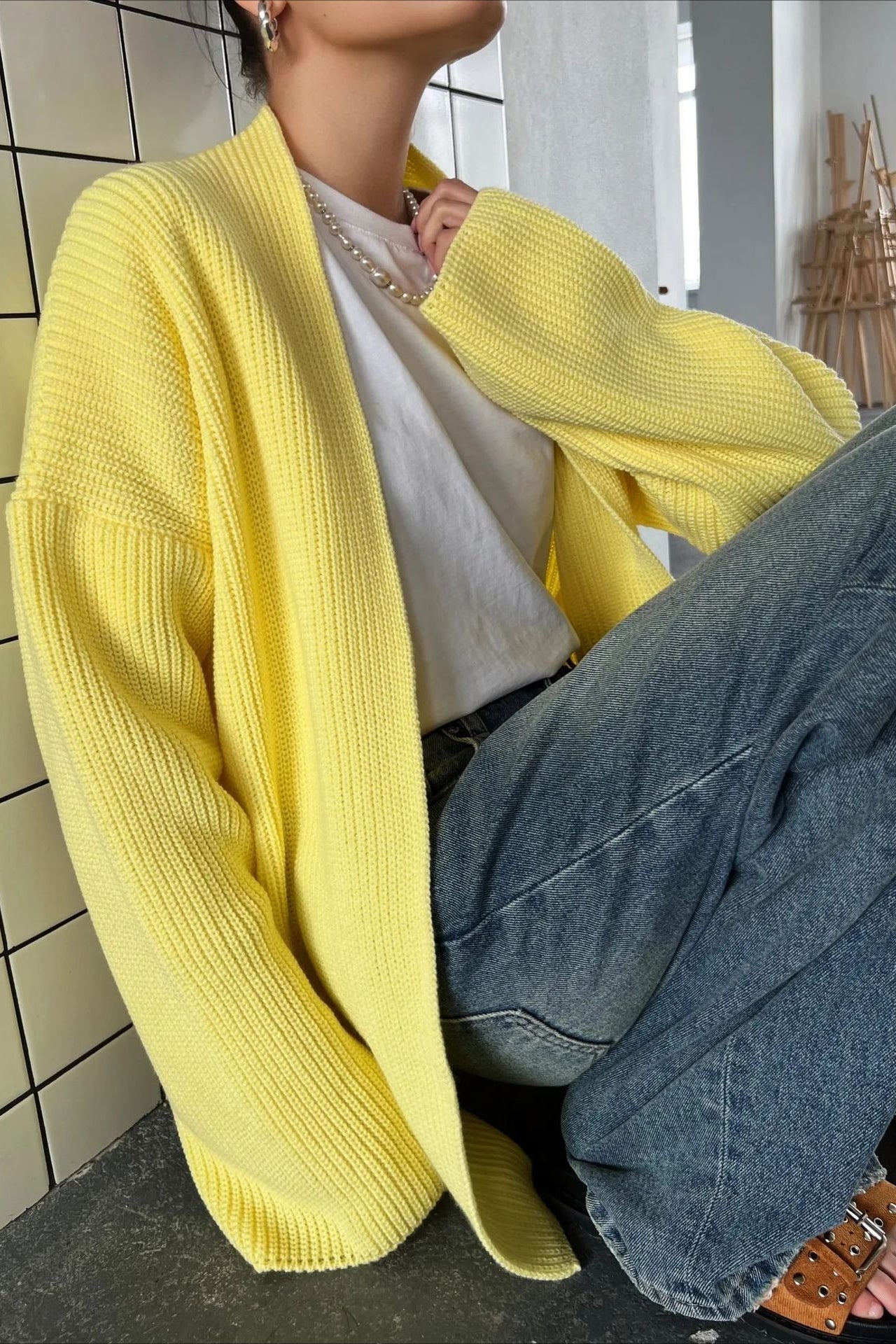 Cardigan tricoté décontracté à ceinture nouée confortable