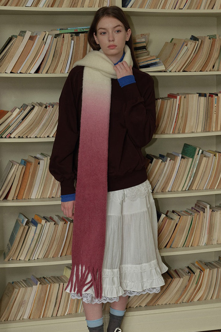 40% Wool Blend Contrast Color Tie-Dye Gradient Scarf