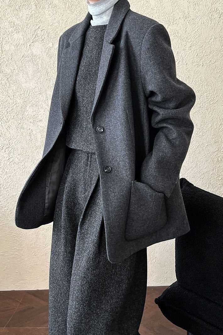 Blazer aus Wollmischung mit lockerem Schnitt