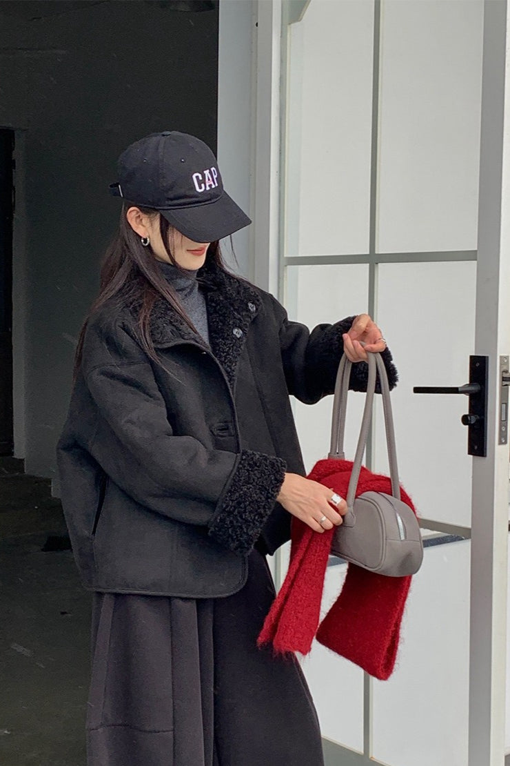 Manteau réversible en fourrure à col souple
