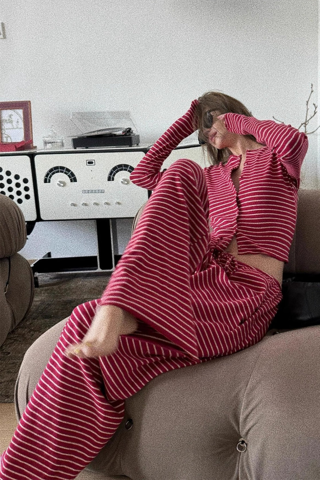 Romantic Striped Minimalist Two Piece Set