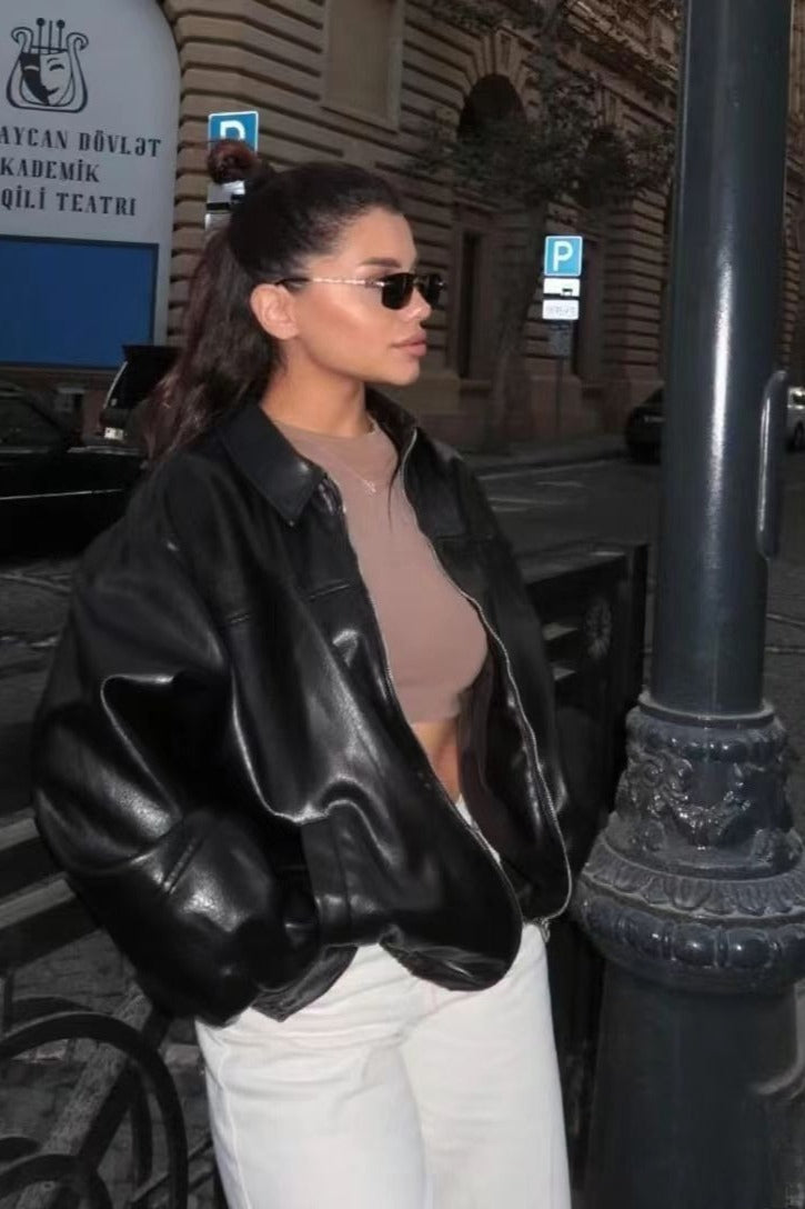 Solid Color Aviation Style Jacket