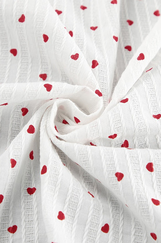 Robe longue portefeuille à encolure en V avec imprimé cœur en coton