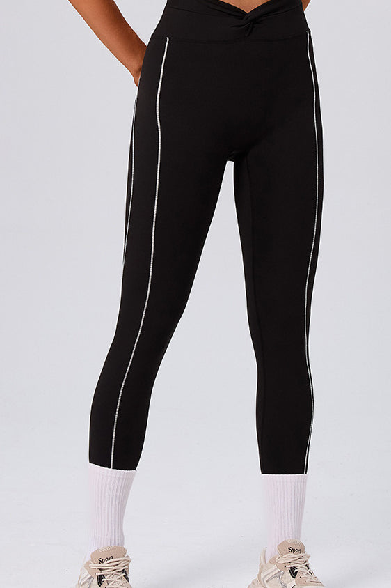 Legíny na cvičení s vysokým pasem a zkříženým předním dílem